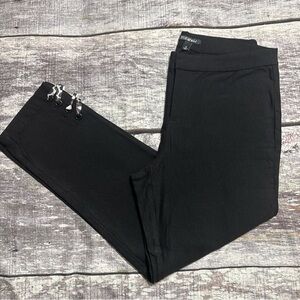 Roz & Ali Black Dress Pant with Leopard Accent